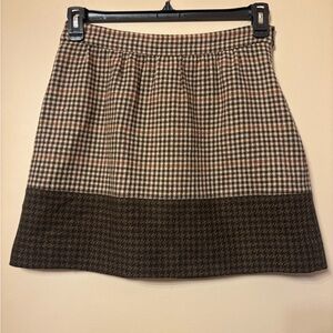 J. Crew A-Line mini wool blend Skirt in Brown and Cream  size 4